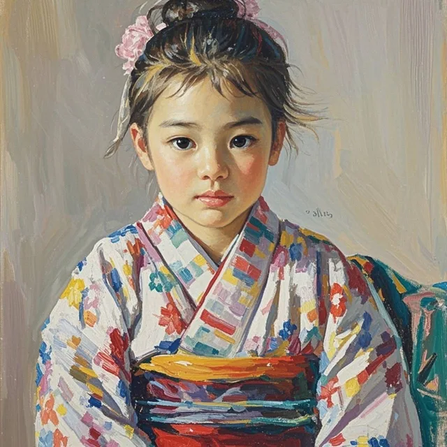 浴衣.着物 A girl returning from cherry blossom viewing花見帰りの少女