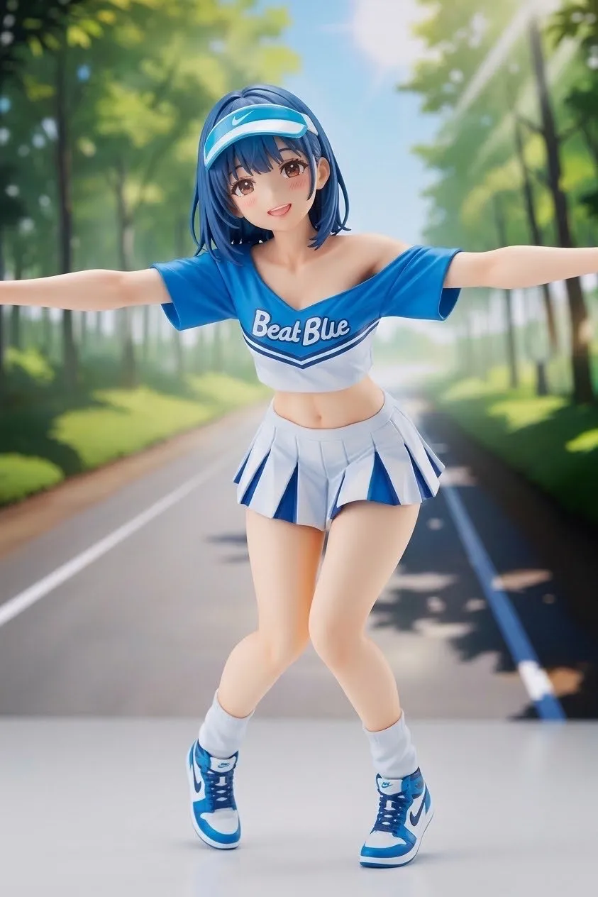 朝霧の林道のチアガール…フィギュア…青 — たくりんさんのAIイラスト