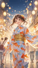 金魚柄の和装 — ふうさんさんのAIイラスト