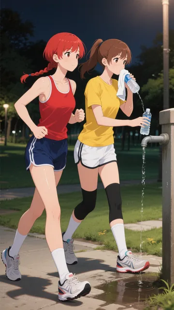 双子と夜の公園