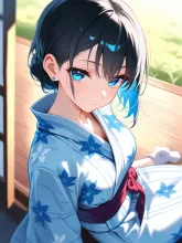 縁側の浴衣美人·夏の夕涼み の投稿作品