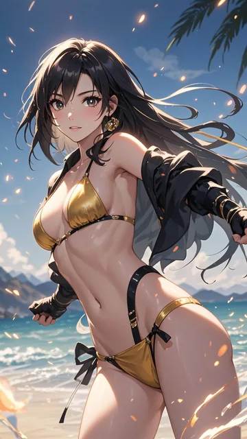 海辺での