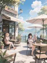 湖畔のカフェテラス