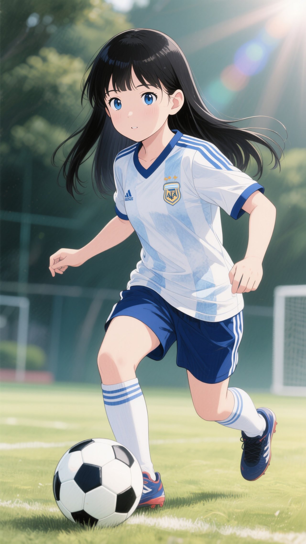 黒髪娘💕ドリブルの練習⚽️ — りゆさんのAIイラスト
