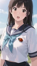 テントウムシと女子高生 — オッカネーさんのAIイラスト