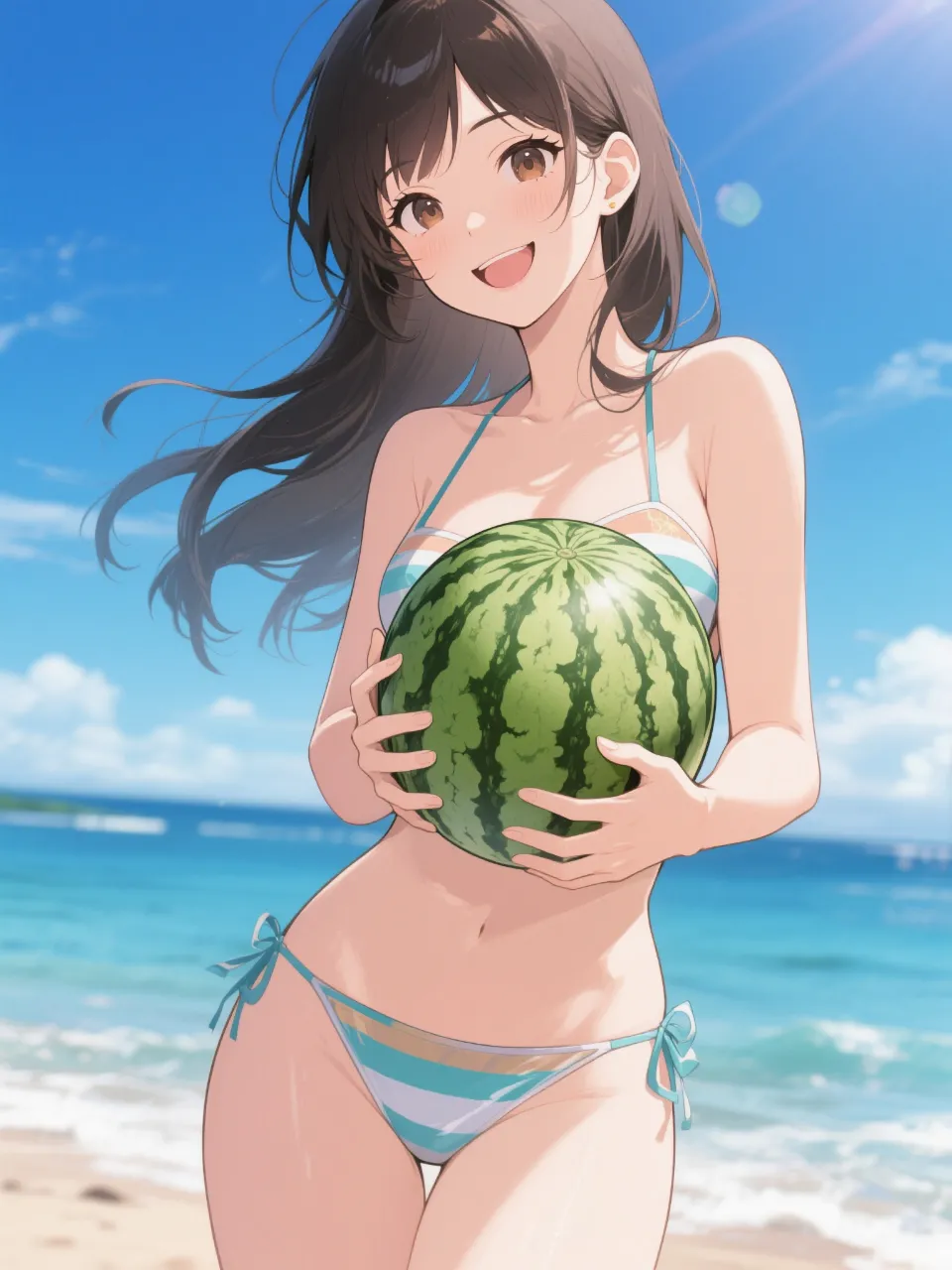スイカ🍉と夏の女の子。