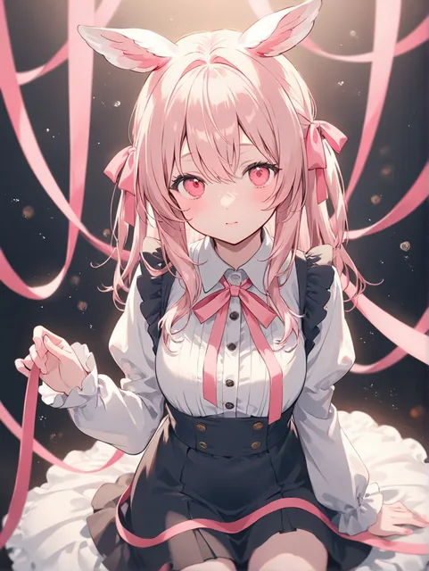 白鳥の女の子 ピンクのリボン