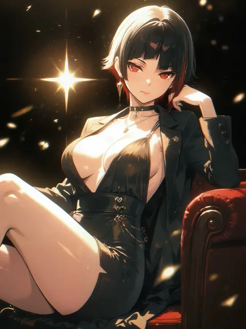 ウルフカットなZカップ美人 - 黒づくめ