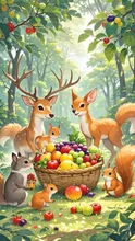 森の動物たちとフルーツバスケット