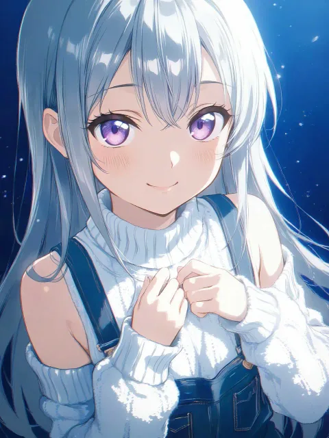 An anime illustration with a… - 袖余りの指先