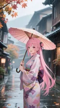 ピンク髪乙女💕雨の京都❤️