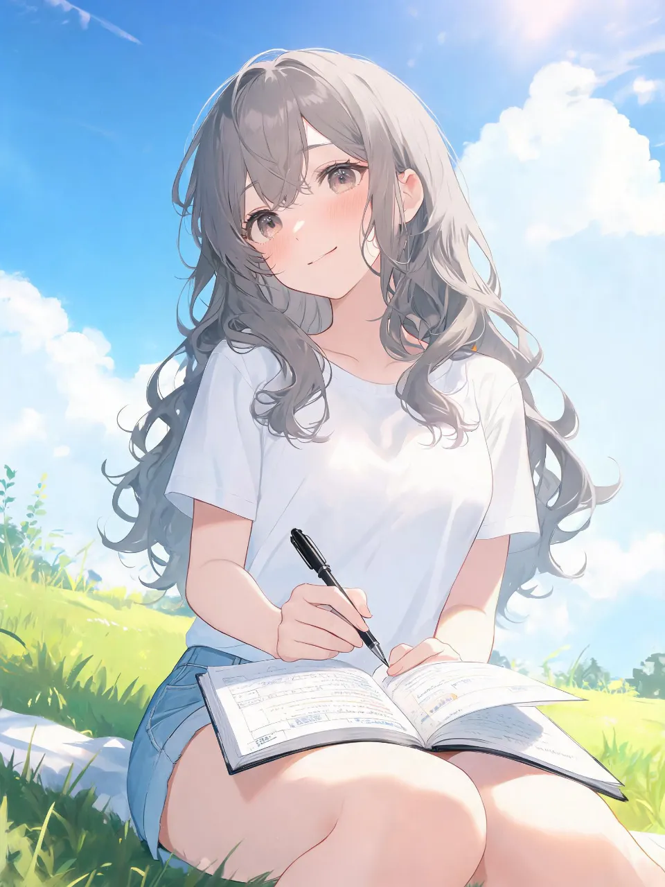 外でスケッチ