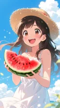 スイカと夏の女性·初夏チャレンジ の投稿作品