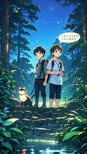 光る猫と声を失った少年 — OreoさんのAIイラスト