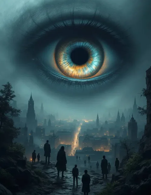 “a colossal eye in the sky, staring ominously at a miniature…