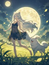 月夜のサモエド — .さんのAIイラスト