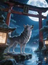 WATER MOON — 神社イラストのAIイラスト|SUPPART