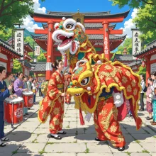 煌びやかな獅子舞 — フジなすさんのAIイラスト