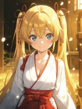 金髪ツインテール巫女 — 袴イラストのAIイラスト|SUPPART