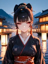 屋形船の芸者美人·夏の宵の屋形船 の投稿作品