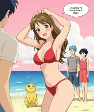 可愛い赤ビキニ女子