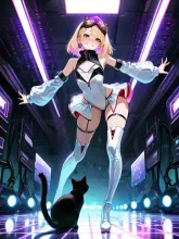 サイバーなeスポーツ会場にやってきた…パンク娘と黒ニャンコ…金