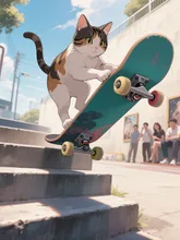 スケボー猫
