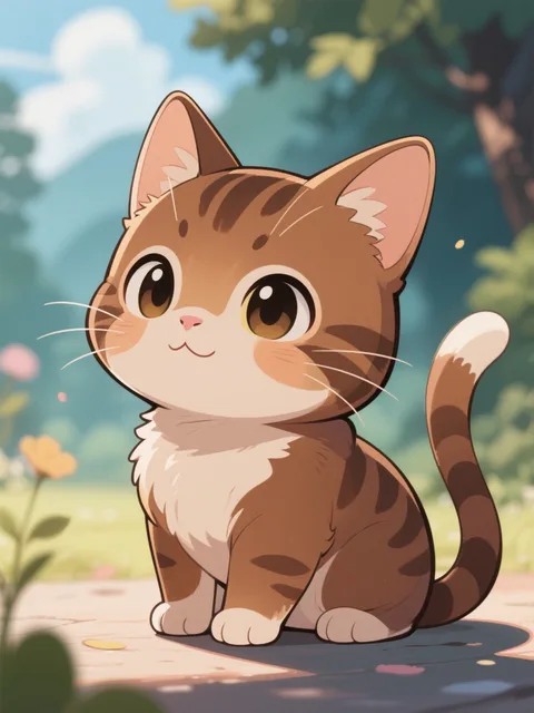 茶色の猫を描いて