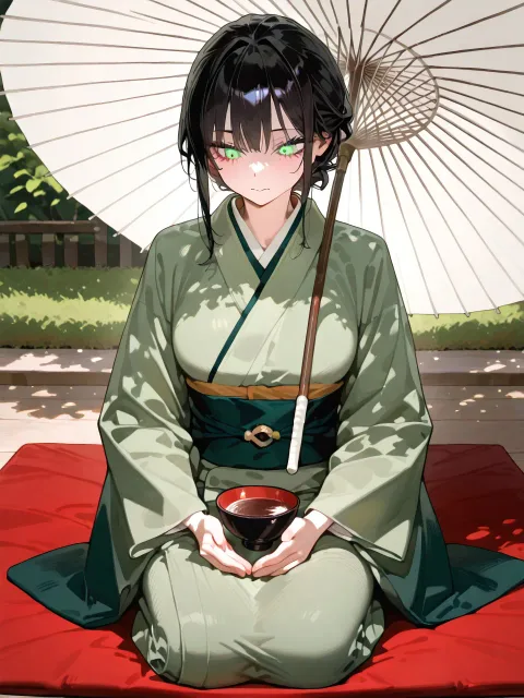 庭園の野点で一服を点てる|レトロポップ
