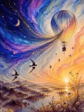 夜明けをほどく旅-Journey Unfolding the Dawn — n.yukaさんのAIイラスト