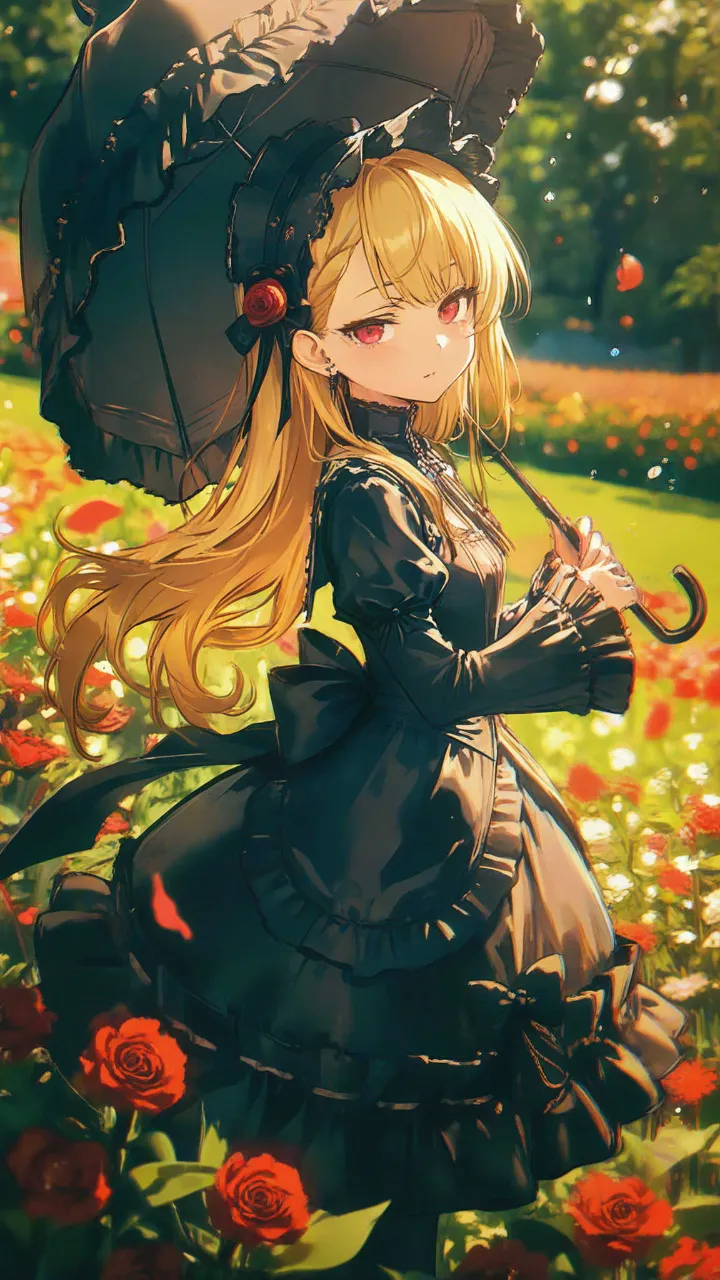 薔薇園と美少女9枚