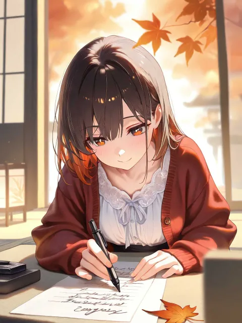 お手紙書いてます。
