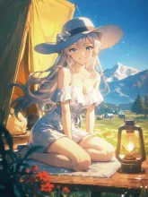 キャンプ女子·焚き火を囲む夜 の投稿作品