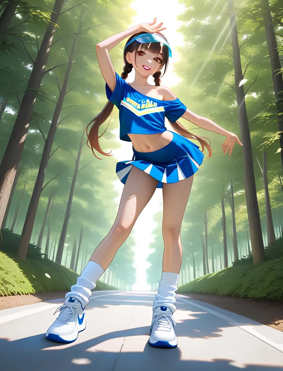 みつ編みツインテールのチアガール！…茶