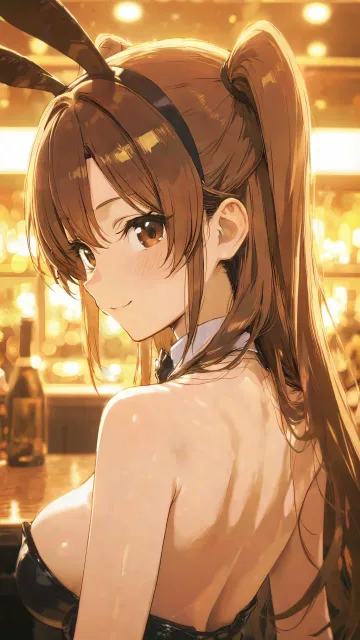 カジノ 18歳の美女 茶色の長い髪、ストレートロング - 肩甲骨の線