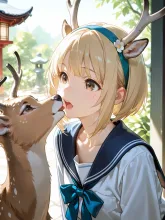 奈良の鹿·紅葉をねだる の投稿作品