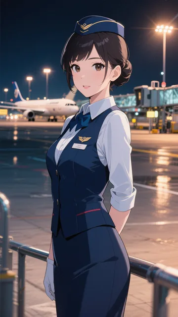 夜景の空港にて