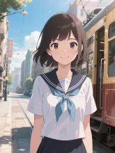 路面電車と制服少女·ノスタルジックな夏 の投稿作品