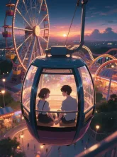 夕暮れの遊園地