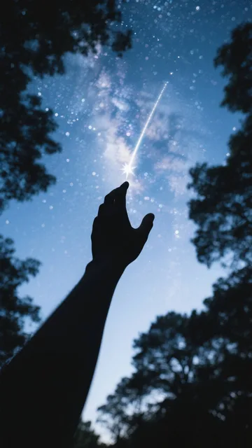 キャンプの夜、星に手を伸ばす