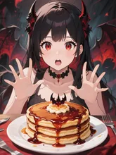 サタン特製「ウルトラデスヘルパンケーキ」だ！さあ、食え。