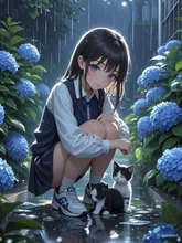 雨の日の夜～アートスタイルを変えて
