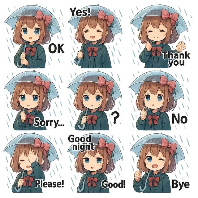雨の子 スタンプごっこ