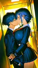 学校にいる男女