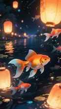 幻想夜景　遊泳金魚