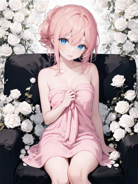 白い薔薇のソファ