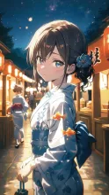 盆踊りの浴衣美人·夏の盆踊りの夜 の投稿作品