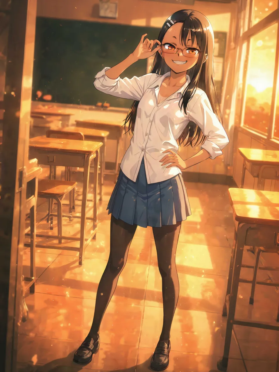 「センパイ、優等生な私も可愛いでしょ？」 — no.04さんのAIイラスト