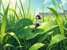 小さくなった女の子が草むらを冒険