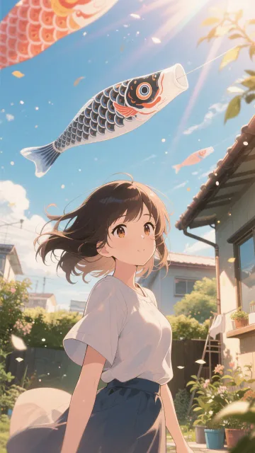 Koinobori fluttering in the… - 空に泳ぐ鯉のぼり